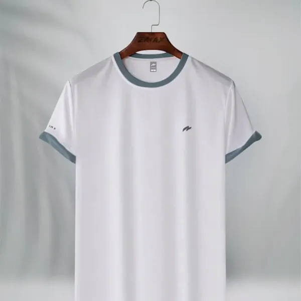 White Solid Lycra Cotton T-Shirt